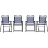 image:imageFlash Furniture Mystic Folding Patio Sling Chairs Outdoor Textilene Lawn Chairs with Armrests Set of 2 GrayNavy