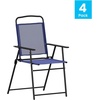image:imageFlash Furniture Mystic Folding Patio Sling Chairs Outdoor Textilene Lawn Chairs with Armrests Set of 2 GrayNavy