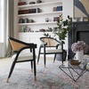 image:imageFlash Furniture Naomi Cane Rattan Dining and Accent Chair Commercial Grade Solid Wood Frame with Gold Accent Legs Beige Upholstered Padded Seat NaturalBlack
