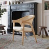 image:imageFlash Furniture Naomi Cane Rattan Dining and Accent Chair Commercial Grade Solid Wood Frame with Gold Accent Legs Beige Upholstered Padded Seat NaturalNatural