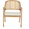 image:imageFlash Furniture Naomi Cane Rattan Dining and Accent Chair Commercial Grade Solid Wood Frame with Gold Accent Legs Beige Upholstered Padded Seat NaturalNatural