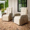 image:imageFlash Furniture Nemo IndoorOutdoor Patio Wicker Rattan Recliner Lounge Chair with FlipUp Side Table Set of 2 BeigeBrownBeige CushionsBrown Frame