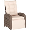 image:imageFlash Furniture Nemo IndoorOutdoor Patio Wicker Rattan Recliner Lounge Chair with FlipUp Side Table Set of 2 BeigeBrownBeige CushionsBrown Frame