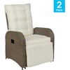 image:imageFlash Furniture Nemo IndoorOutdoor Patio Wicker Rattan Recliner Lounge Chair with FlipUp Side Table Set of 2 BeigeBrownBeige CushionsBrown Frame