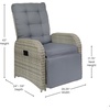 image:imageFlash Furniture Nemo IndoorOutdoor Patio Wicker Rattan Recliner Lounge Chair with FlipUp Side Table Set of 2 BeigeBrownGray CushionsGray Frame