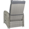 image:imageFlash Furniture Nemo IndoorOutdoor Patio Wicker Rattan Recliner Lounge Chair with FlipUp Side Table Set of 2 BeigeBrownGray CushionsGray Frame