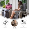 image:imageFlash Furniture Nemo IndoorOutdoor Patio Wicker Rattan Recliner Lounge Chair with FlipUp Side Table Set of 2 BeigeBrownGray CushionsGray Frame