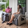 image:imageFlash Furniture Nemo IndoorOutdoor Patio Wicker Rattan Recliner Lounge Chair with FlipUp Side Table Set of 2 BeigeBrownGray CushionsGray Frame