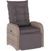 image:imageFlash Furniture Nemo IndoorOutdoor Patio Wicker Rattan Recliner Lounge Chair with FlipUp Side Table Set of 2 BeigeBrownGray CushionsGray Frame
