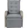 image:imageFlash Furniture Nemo IndoorOutdoor Patio Wicker Rattan Recliner Lounge Chair with FlipUp Side Table Set of 2 BeigeBrownGray CushionsGray Frame