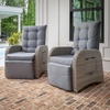 image:imageFlash Furniture Nemo IndoorOutdoor Patio Wicker Rattan Recliner Lounge Chair with FlipUp Side Table Set of 2 BeigeBrownGray CushionsGray Frame