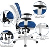 image:imageFlash Furniture Nicholas MidBack Swivel Desk Chair with Wheels Mesh Back Padded Seat and Armrests Adjustable Height Mesh Ergonomic Office Chair BlackBlue MeshWhite Frame