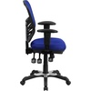 image:imageFlash Furniture Nicholas MidBack Swivel Desk Chair with Wheels Mesh Back Padded Seat and Armrests Adjustable Height Mesh Ergonomic Office Chair BlackBlue