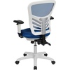 image:imageFlash Furniture Nicholas MidBack Swivel Desk Chair with Wheels Mesh Back Padded Seat and Armrests Adjustable Height Mesh Ergonomic Office Chair BlackBlue MeshWhite Frame