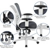 image:imageFlash Furniture Nicholas MidBack Swivel Desk Chair with Wheels Mesh Back Padded Seat and Armrests Adjustable Height Mesh Ergonomic Office Chair BlackDark Gray MeshWhite Frame