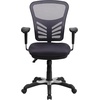 image:imageFlash Furniture Nicholas MidBack Swivel Desk Chair with Wheels Mesh Back Padded Seat and Armrests Adjustable Height Mesh Ergonomic Office Chair BlackDark Gray
