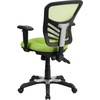 image:imageFlash Furniture Nicholas MidBack Swivel Desk Chair with Wheels Mesh Back Padded Seat and Armrests Adjustable Height Mesh Ergonomic Office Chair BlackGreen