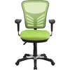 image:imageFlash Furniture Nicholas MidBack Swivel Desk Chair with Wheels Mesh Back Padded Seat and Armrests Adjustable Height Mesh Ergonomic Office Chair BlackGreen