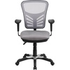 image:imageFlash Furniture Nicholas MidBack Swivel Desk Chair with Wheels Mesh Back Padded Seat and Armrests Adjustable Height Mesh Ergonomic Office Chair BlackGrey