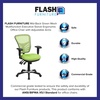 image:imageFlash Furniture Nicholas MidBack Swivel Desk Chair with Wheels Mesh Back Padded Seat and Armrests Adjustable Height Mesh Ergonomic Office Chair BlackGreen