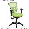 image:imageFlash Furniture Nicholas MidBack Swivel Desk Chair with Wheels Mesh Back Padded Seat and Armrests Adjustable Height Mesh Ergonomic Office Chair BlackGreen