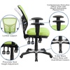 image:imageFlash Furniture Nicholas MidBack Swivel Desk Chair with Wheels Mesh Back Padded Seat and Armrests Adjustable Height Mesh Ergonomic Office Chair BlackGreen