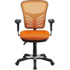 image:imageFlash Furniture Nicholas MidBack Swivel Desk Chair with Wheels Mesh Back Padded Seat and Armrests Adjustable Height Mesh Ergonomic Office Chair BlackOrange