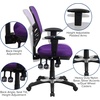 image:imageFlash Furniture Nicholas MidBack Swivel Desk Chair with Wheels Mesh Back Padded Seat and Armrests Adjustable Height Mesh Ergonomic Office Chair BlackPurple