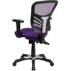 image:imageFlash Furniture Nicholas MidBack Swivel Desk Chair with Wheels Mesh Back Padded Seat and Armrests Adjustable Height Mesh Ergonomic Office Chair BlackPurple