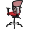 image:imageFlash Furniture Nicholas MidBack Swivel Desk Chair with Wheels Mesh Back Padded Seat and Armrests Adjustable Height Mesh Ergonomic Office Chair BlackRed