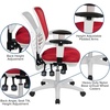 image:imageFlash Furniture Nicholas MidBack Swivel Desk Chair with Wheels Mesh Back Padded Seat and Armrests Adjustable Height Mesh Ergonomic Office Chair BlackRed MeshWhite Frame