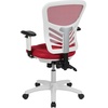 image:imageFlash Furniture Nicholas MidBack Swivel Desk Chair with Wheels Mesh Back Padded Seat and Armrests Adjustable Height Mesh Ergonomic Office Chair BlackRed MeshWhite Frame