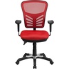 image:imageFlash Furniture Nicholas MidBack Swivel Desk Chair with Wheels Mesh Back Padded Seat and Armrests Adjustable Height Mesh Ergonomic Office Chair BlackRed