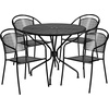 image:imageFlash Furniture Oia Commercial Grade 3525 Round Black IndoorOutdoor Steel Patio Table Set with 4 Round Back ChairsBlack