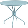 image:imageFlash Furniture Oia Commercial Grade 3525 Round Black IndoorOutdoor Steel Patio Table Set with 4 Round Back ChairsSky Blue