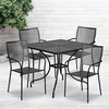 image:imageFlash Furniture Oia Commercial Grade 355 Square Black IndoorOutdoor Steel Patio Table Set with 4 Square Back ChairsBlack