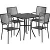 image:imageFlash Furniture Oia Commercial Grade 355 Square Black IndoorOutdoor Steel Patio Table Set with 4 Square Back ChairsBlack