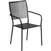 image:imageFlash Furniture Oia Commercial Grade 355 Square Black IndoorOutdoor Steel Patio Table Set with 4 Square Back ChairsBlack