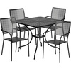 image:imageFlash Furniture Oia Commercial Grade 355 Square Black IndoorOutdoor Steel Patio Table Set with 4 Square Back ChairsBlack