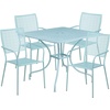 image:imageFlash Furniture Oia Commercial Grade 355 Square Black IndoorOutdoor Steel Patio Table Set with 4 Square Back ChairsSky Blue