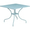 image:imageFlash Furniture Oia Commercial Grade 355 Square Black IndoorOutdoor Steel Patio Table Set with 4 Square Back ChairsSky Blue