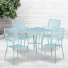 image:imageFlash Furniture Oia Commercial Grade 355 Square Black IndoorOutdoor Steel Patio Table Set with 4 Square Back ChairsSky Blue