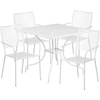 image:imageFlash Furniture Oia Commercial Grade 355 Square Black IndoorOutdoor Steel Patio Table Set with 4 Square Back ChairsWhite