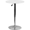 image:imageFlash Furniture Pearl 2375 Round Wood Dining Table with Chrome Base Narrow Round Wood Cocktail Table Adjusts 2625  3575H WhiteSilver