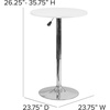 image:imageFlash Furniture Pearl 2375 Round Wood Dining Table with Chrome Base Narrow Round Wood Cocktail Table Adjusts 2625  3575H WhiteSilver