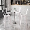 image:imageFlash Furniture Pearl 2375 Round Wood Dining Table with Chrome Base Narrow Round Wood Cocktail Table Adjusts 2625  3575H WhiteSilver