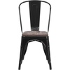 image:imageFlash Furniture Perry Metal Stackable Chair with Wood Seat 1 Pack BlackBlack