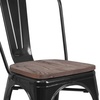 image:imageFlash Furniture Perry Metal Stackable Chair with Wood Seat 1 Pack BlackBlack