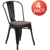 image:imageFlash Furniture Perry Metal Stackable Chair with Wood Seat 1 Pack BlackBlack