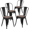 image:imageFlash Furniture Perry Metal Stackable Chair with Wood Seat 1 Pack BlackBlack